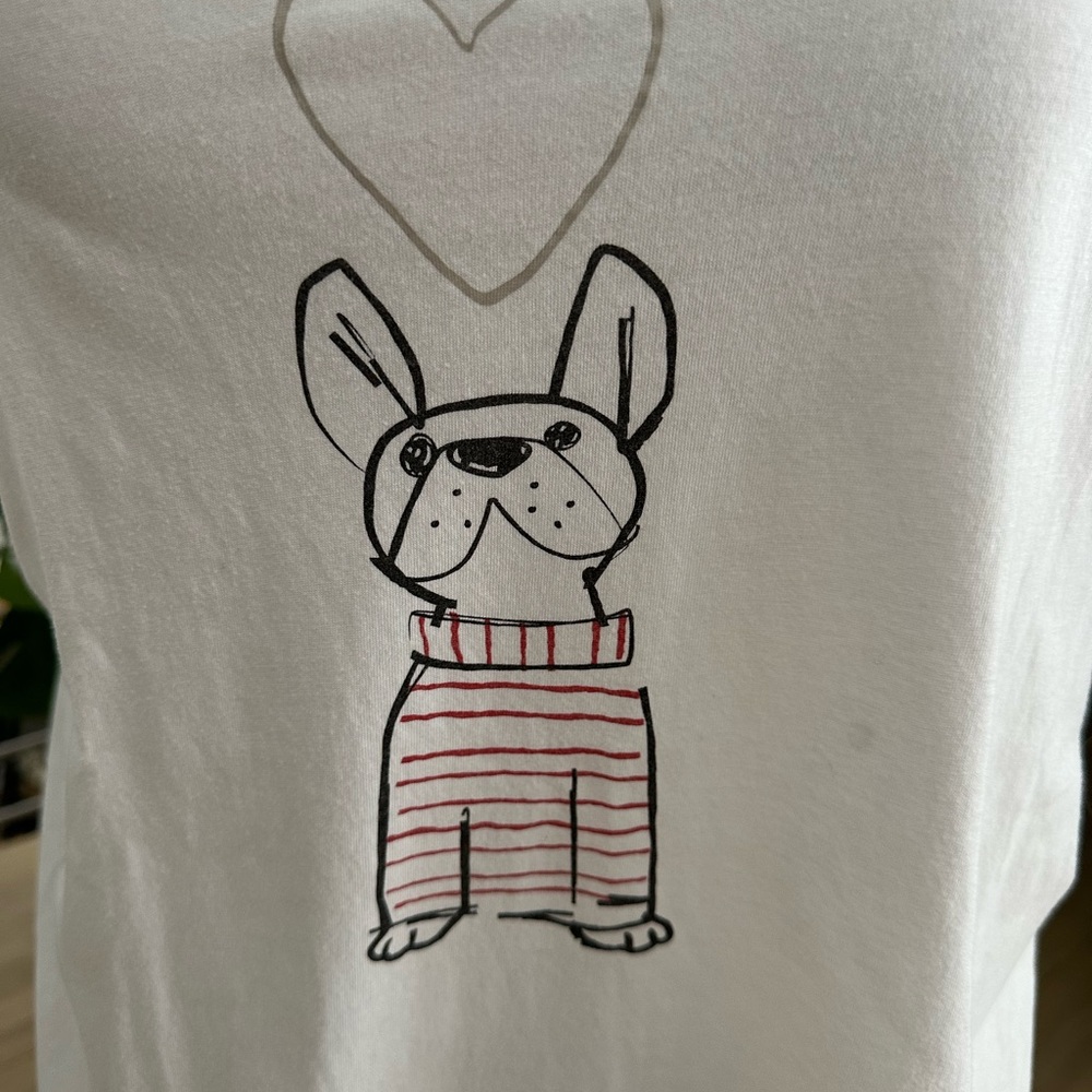 Banana Republic White Graphic Dog Tee with Red Stripes